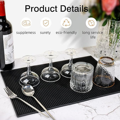 4 Pcs Bar Mats for Countertop 18 x 12 Inch Rubber Silicone Bar Drying Coffee Non Slip Mat for Bartending Home Cocktail Bars Restaurants (Black) - Image 2
