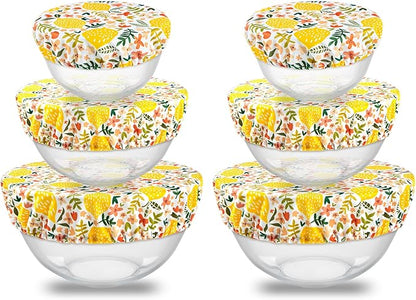 wegreeco Elastic Reusable Bowl Covers for Bread Proofing, Fabric Cloth Sourdough Bowl Covers for Proofing - Set of 6, Lemon