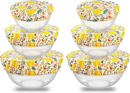 wegreeco Elastic Reusable Bowl Covers for Bread Proofing, Fabric Cloth Sourdough Bowl Covers for Proofing - Set of 6, Lemon