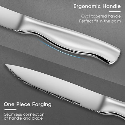 Serrated Steak Knife, Heavy Duty Kitchen Steak Knives, High End Steak Knives Dishwasher Safe, Steak Knife Set of 8, Stainless Steel Knives