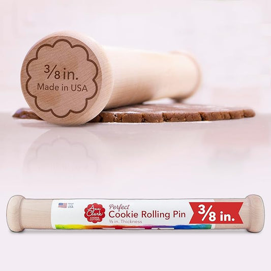 Perfect Cookie Rolling Pin 3/8-in. Fixed Depth Hardwood Made in the USA by Ann Clark by AnnClarkCookieCutters