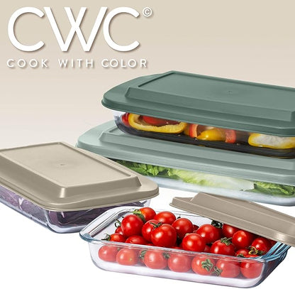 COOK WITH COLOR 8-Piece Deep Glass Baking Dish Set with Plastic Lids – Casserole and Food Storage Containers for Lasagna, Leftovers – Freezer-to-Oven, Microwave & Dishwasher Safe, Mint - Image 9