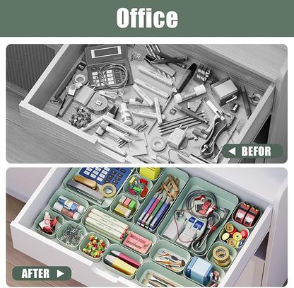 Plastic Drawer Organizers, 18 PCS Drawer Organizer Bins, Bathroom and Vanity Organizer Plastic Tray, Makeup organizer and storage for Makeup, Bedroom, Kitchen Gadgets Utensils and Office - Image 6