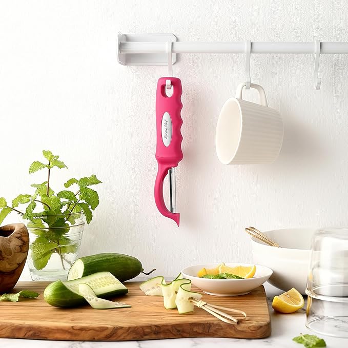 Spring Chef Premium Stainless Steel Vegetable Peeler for Kitchen, Dishwasher Safe Apple Peeler with Non-Slip Handle & Sharp Blades, Peel Potato, Fruit, Veggie, Carrot, Mango, Cucumber - Pink - Image 2