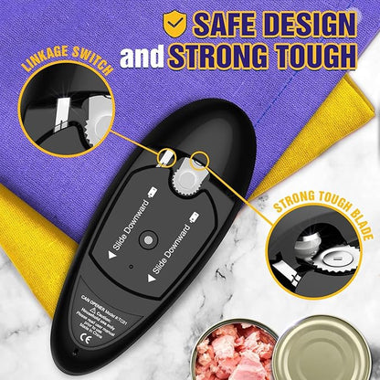 One Touch Battery Operated Electric Can Opener Fits Almost Size Can With Smooth Edge, Hands Free Electric Can Openers for Kitchen, Kitchen Gadgets Automatic Can Opener for Seniors, Arthritis Black - Image 5