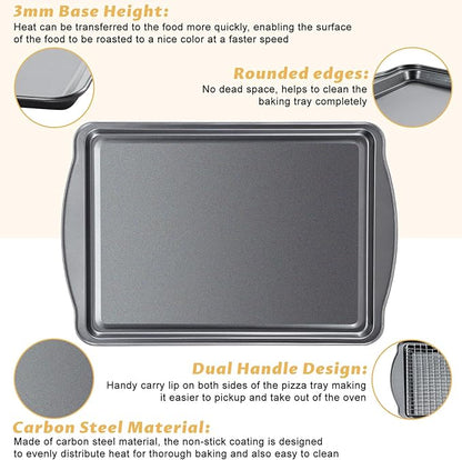 Baking Sheet with Cooling Rack - 17" x 11" x 0.5" Carbon Steel Cookie Sheet for Baking [1 Sheet + 1 Rack], Nonstick Baking Pan, Perfect for Baking, Roasting, and More - Image 3