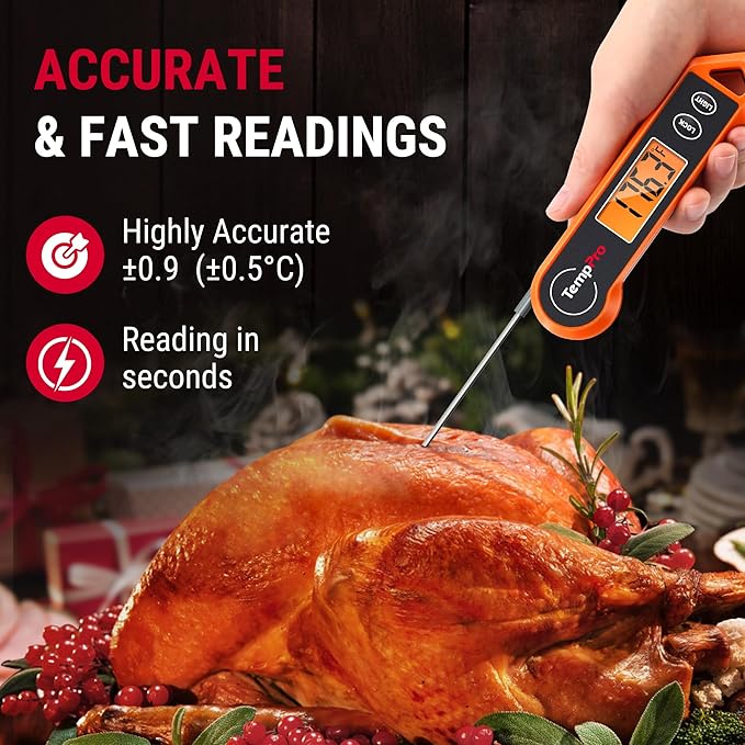 ThermoPro Digital Instant Read Meat Thermometer for Grilling Waterproof Kitchen Cooking Food Thermometer with Ambidextrous Backlit for BBQ Grill Smoker Oil Fry Candy Thermometer - Image 6