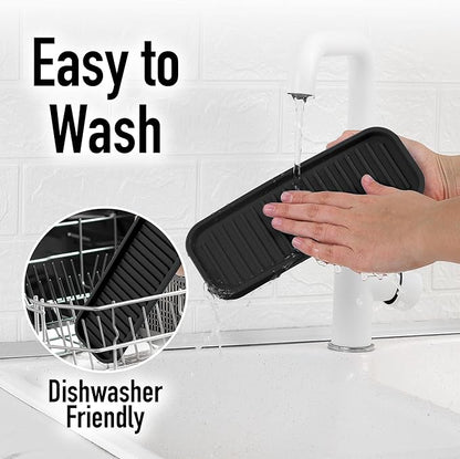 Zulay Kitchen (9x3.5) Silicone Sponge Holder for Kitchen Sink - Flexible Multipurpose Soap Tray Sponge Holder - Sink Organizer Tray for, Bathroom, Makeup, Trinkets & More (Black) - Image 7
