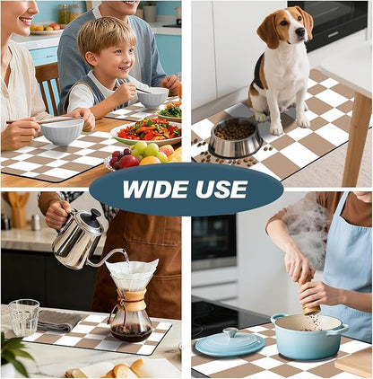 Dish Drying Mats for Kitchen Counter, Waterproof Coffee Mat for Countertop, Under Sink Mats, Coffee Bar Mat Accessories
