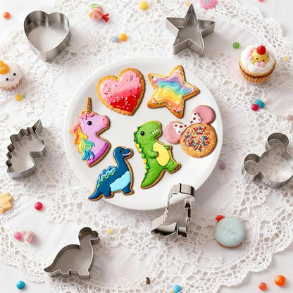 Stainless Steel Cookie Cutters, Mickey Unicorn Dinosaur Heart Star Cookie Cutters, Metal Biscuit Cutter Molds for Baking or Valentine's Day Christmas Holiday Party Decorations - Image 2