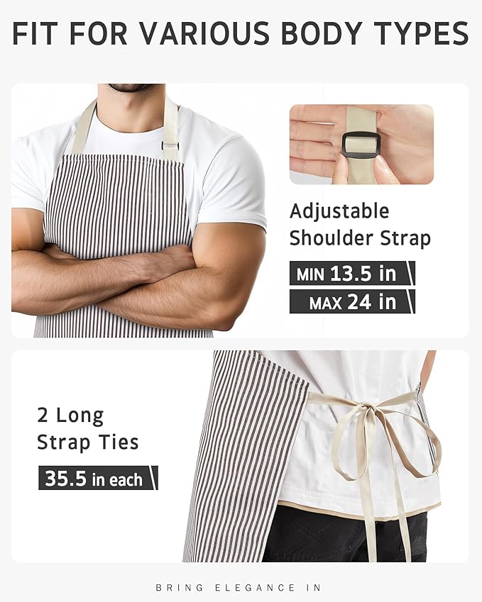 Syntus Chef Apron for Men Women Kitchen Cooking Apron with Pockets, Adjustable Bib Aprons Stain Resistant - Image 6
