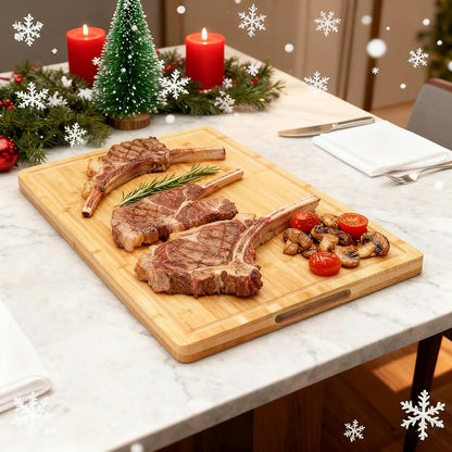 Utoplike Extra Large XXXL Bamboo Cutting Board 24 x16 Inch, Largest Wooden Butcher Block for Turkey, Meat, Vegetables, BBQ, Over the Sink Chopping Board with Handle and Juice Groove, Thickness 1.25"