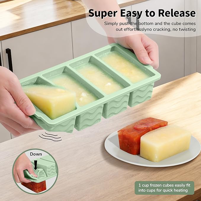 Doasuwish 3-Pack Silicone Freezer Trays with Lid,2 Large 2-Cup(500ml)&4 Medium 1-Cup(250ml)&6 Small 1/2-Cup(125ml) Soup Freezer Container Molds,Ice Cube Tray For Meal Prep&Freezing Soup,Stews,Sauces