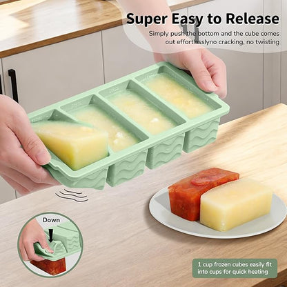Doasuwish 3-Pack Silicone Freezer Trays with Lid,2 Large 2-Cup(500ml)&4 Medium 1-Cup(250ml)&6 Small 1/2-Cup(125ml) Soup Freezer Container Molds,Ice Cube Tray For Meal Prep&Freezing Soup,Stews,Sauces