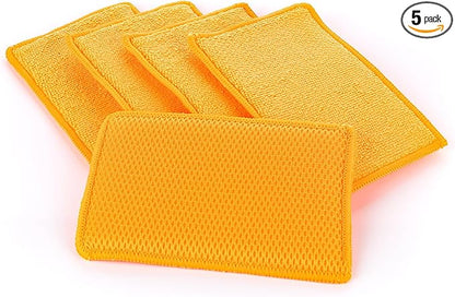 The Rag Company - Jersey Bug Scrubber Pads - Terry Weave, Easily and Safely Trap Bug Splatter in Sponge, Safe on All Finishes, 4in x 6in, Orange (5-Pack) by TheRagCompany