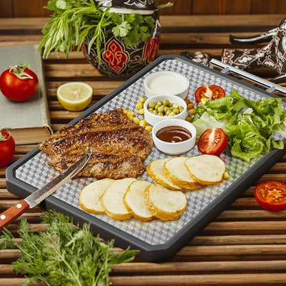 Stainless Steel Cutting Board, Scratch-resistant Cutting Board for Kitchen, 16 * 11 inch Double Sided Chopping Board, 304 Stainless Steel and Food-Grade Wheat Straw PP, Dishwasher Safe - Image 7