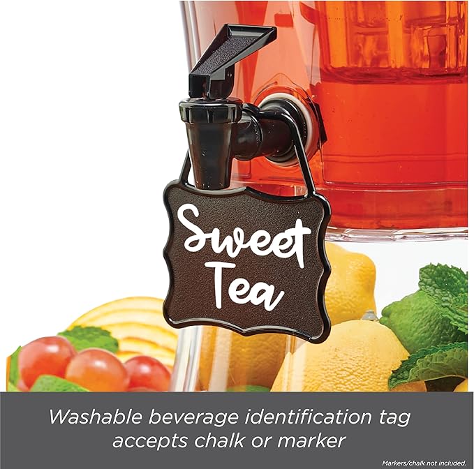 Buddeez 3.5 Gallon Clear Drink Dispenser - Built In Ice Cone and Spigot for Easy Pouring - Party-Perfect Serving Station with Chalk Board Tag - Image 2