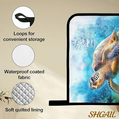 Ocean Turtle Pattern Oven Gloves and Hot Pads Set - Heatproof Hand Protection for Baking, Grilling, Cooking 4Pcs