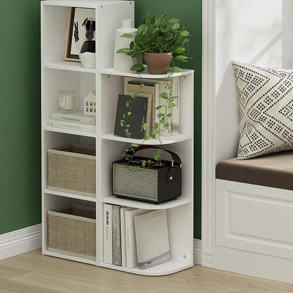Furinno PASIR Book Shelf, 3-Tier Corner Bookshelf with Open Shelf, Standing Bookcase, 9.3 x 12 x 31.5 for Organization and Storage, for Living Room, Bedroom, Home Office, White - Image 2