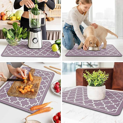 WISELIFE Dish Drying Mat Super Absorbent Drying Mat Large Dish Drying Mats for Kitchen Counter Easy Clean Dish Mat Kitchen Drying Mat16"x 24" Stylish Purple - Image 6