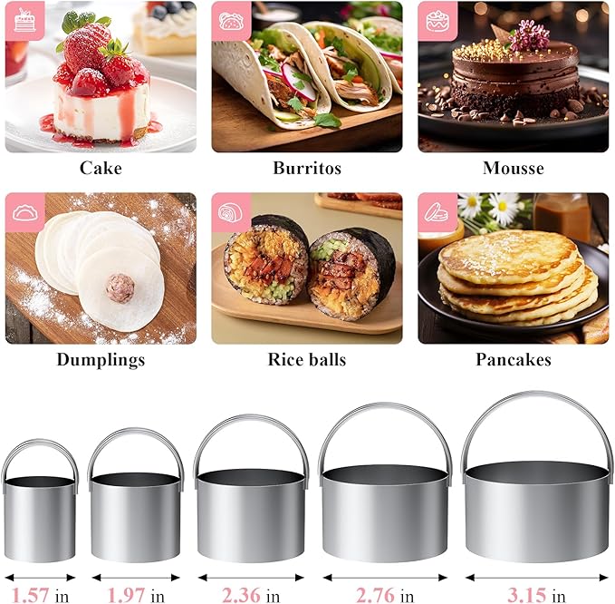 Biscuit Cutter Set, Stainless Steel Flour Sifter, Pastry Cutter, Pastry Scraper and Dough Blender, Flour Sieve for Quick Sifting Cakes and Spices, Professional Baking Dough Tools (4 Set) - Image 6