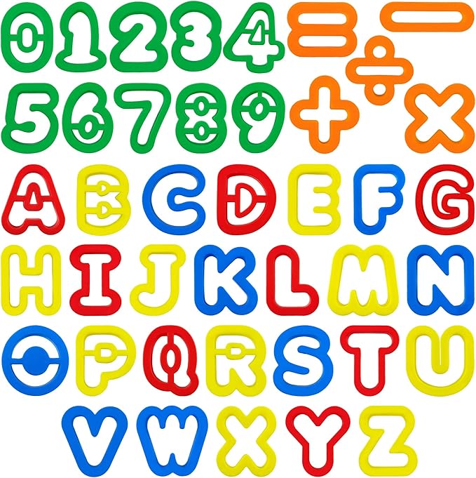 Dough Tool Set with Dough Alphabet Cutters,Numbers Cutters,Mathematical Symbols,Great Dough Tools for Learning Letters and Numbers by LanMa