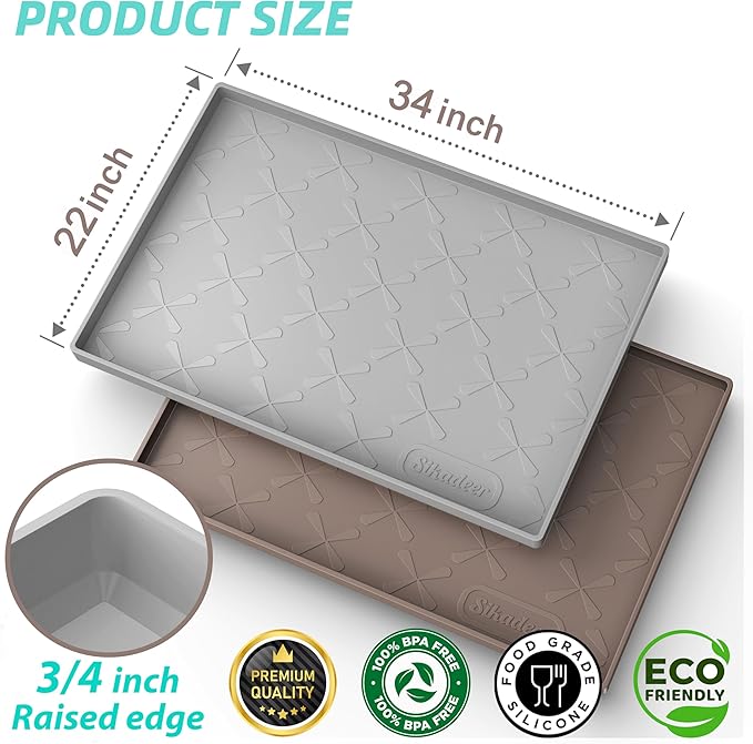 SIKADEER Under Sink Mat Waterproof 34" x 22", Silicone Mat Kitchen Drawer Shelf and Cabinet Liner, Sink Protector for Kitchen Organizers and Storage, Boot Tray Pet Food Mats - Image 3
