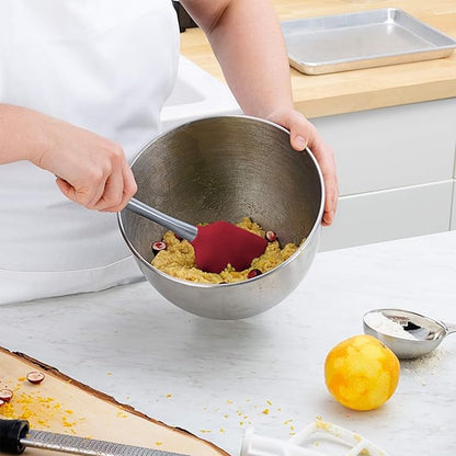Tovolo Flex-Core Silicone Spatula Metal Handle for Scraping Bowls Mixing and Baking, Dishwasher Safe Heat Resistant Stainless Steel Silicone Spatula for Cast Iron and Nonstick Cookware, Cayenne Red