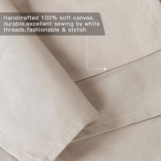 Mignongirl Crossback Apron with Pockets x2,Split Apron with Adjustable Straps,M-XXL (Beige) - Image 3