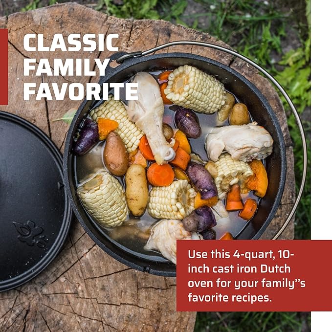 Camp Chef SDO10 10" Cast Iron Dutch Oven with Lid, Pre-Seasoned - Image 2