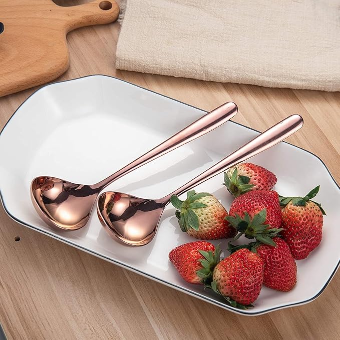 Comicfs Soup Ladle, 4 Pack Durable SUS 304 Stainless Steel with Polished Titanium Plated Big Volume Soup Spoon, Kitchen Gadget Utensil 8-Inch (Rose Gold) - Image 3
