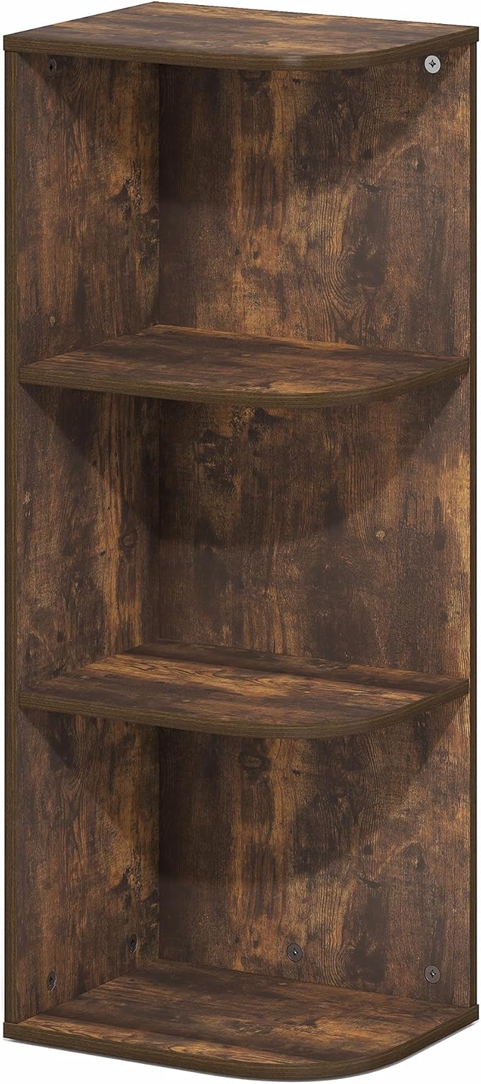 Furinno PASIR Book Shelf, 3-Tier Corner Bookshelf with Open Shelf, Standing Bookcase, 9.3 x 12 x 31.5, for Organization and Storage, for Living Room, Bedroom, Home Office, Amber Pine - Image 6