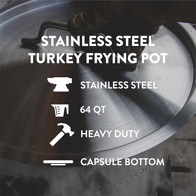GasOne Stainless Steel Stockpot with Basket – 64qt Stock Pot with Lid and Reinforced Bottom – Heavy-Duty Cooking Pot for Deep Frying, Turkey Frying, Beer Brewing, Soup, Seafood Boil – Satin Finish - Image 3