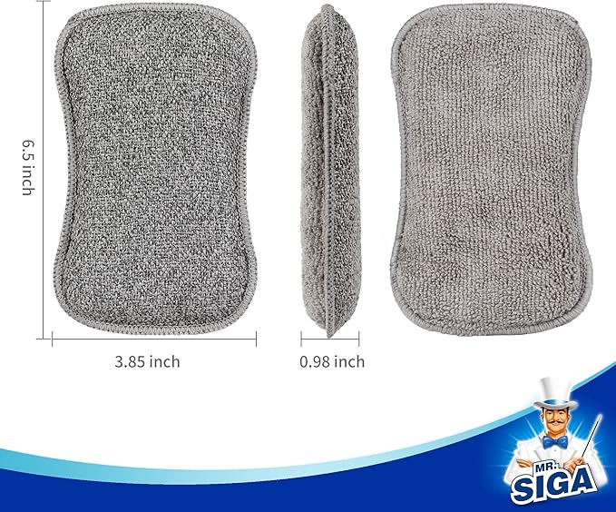 MR.SIGA Dual-Sided Scrub Sponges, Long lasting, Reusable Dishwashing Sponges for Kitchen, 6 Pack - Image 3