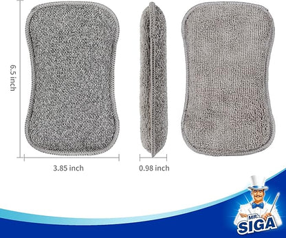 MR.SIGA Dual-Sided Scrub Sponges, Long lasting, Reusable Dishwashing Sponges for Kitchen, 6 Pack - Image 3