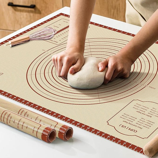 Silicone Baking Mat,36" x 24" Extra Thick Large Non Stick Sheet Mat with Measurement Non-slip Dough Rolling Mat,Reusable Food Grade Silicone Counter Mat for Making Cookies,Macarons,Bread and Pastry by DANIADEAN