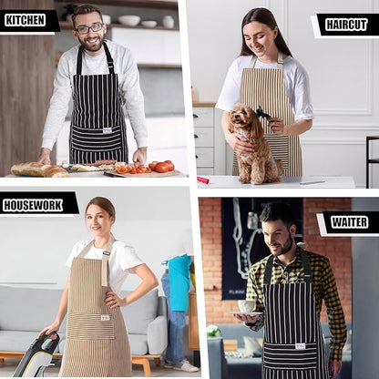 Janmercy 24 Pcs Aprons for Women Men with 2 Pockets Linen Cooking Kitchen Apron Adjustable Bib Chef Apron Bulk Aprons Unisex