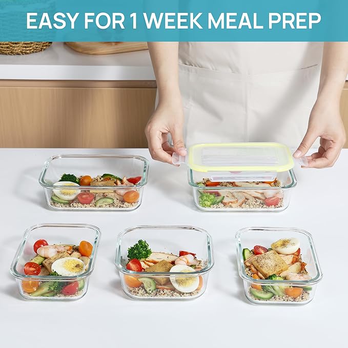Vtopmart 8 Pack Glass Food Storage Containers with Airtight Lids, Glass Meal Prep Containers, Lunch Office Meal for Microwave, Oven, Freezer and Dishwasher, BPA Free - Image 7