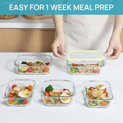 Vtopmart 8 Pack Glass Food Storage Containers with Airtight Lids, Glass Meal Prep Containers, Lunch Office Meal for Microwave, Oven, Freezer and Dishwasher, BPA Free - Image 7