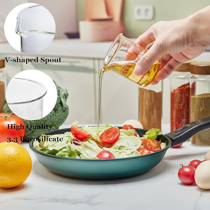 3 Piece High Borosilicate Glasss Liquid Measuring Cups, Includes 150ml(5OZ),250ml(8OZ),and 500ml(16OZ), Dishwasher, Freezer, Microwave, and Preheated Oven Safe, Essential Kitchen Tools - Image 2