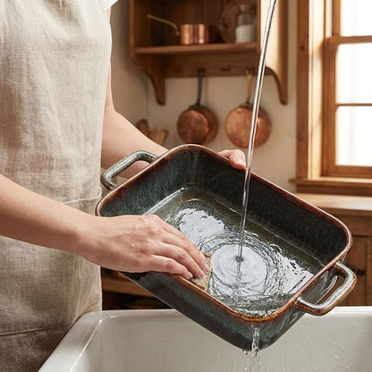 10" x 8" Porcelain Rectangular Casserole Dishes - Baking Dish for Oven, 1.9 QT Ceramic Lasagna Pans, Oven Safe Bakeware for Kitchen Cooking, Cake, Banquet and Dinner
