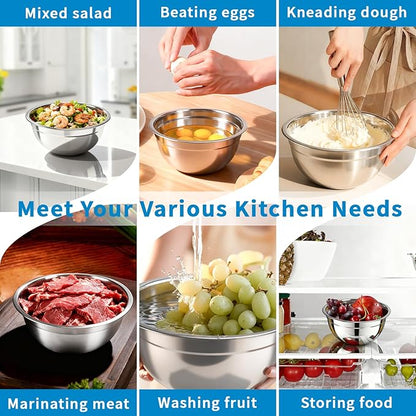 7-Piece Mixing Bowls with Airtight Lids — Stackable Stainless Steel Nesting Bowls, 7 Sizes (0.7Qt–4.5Qt), Space Saving for Kitchen, Dishwasher Safe & BPA-Free