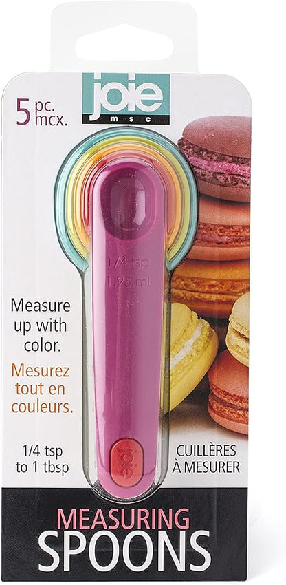 Joie Measuring Spoons, Assorted Colors, Imperial and Metric Measurements, 5-Piece Set - Image 2