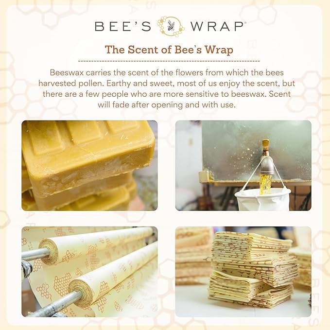 Bee's Wrap Beeswax Wraps for Food - Cut to Size 14x52" Beeswax Wrap Roll - Plastic Free Made in USA Reusable Natural Food Wrap - Meadow Magic