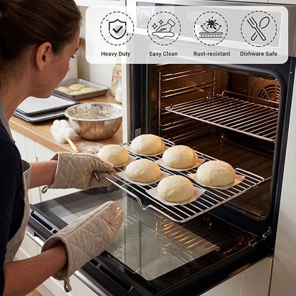 Lounsweer 2 Pack Cooling Racks, 5L x 10.5W x 1H Stainless Steel Wire Rack for Baking Sheet, Large Cookie Cooling Rack, Oven Safe Cooking Racks for Sheet Pan, Dishwasher Safe, Fits Third Size Pans