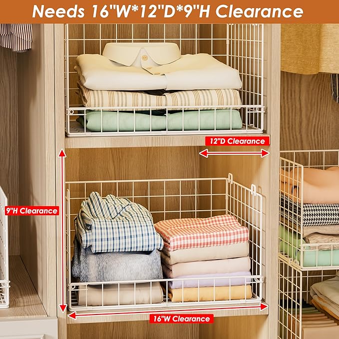 Yociyoga 8-Tier Stackable Closet Organizers and Storage Shelves, Foldable Closet Shelf Organizer, Stackable Storage Bins Drawers for Closet Organizer System, White(Patent No. 30022416) - Image 5