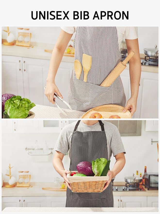 Syntus Apron for Men Women, Adjustable Cooking Kitchen Chef Aprons with 2 Pockets, Cotton/Polycotton/Polyester - Image 7
