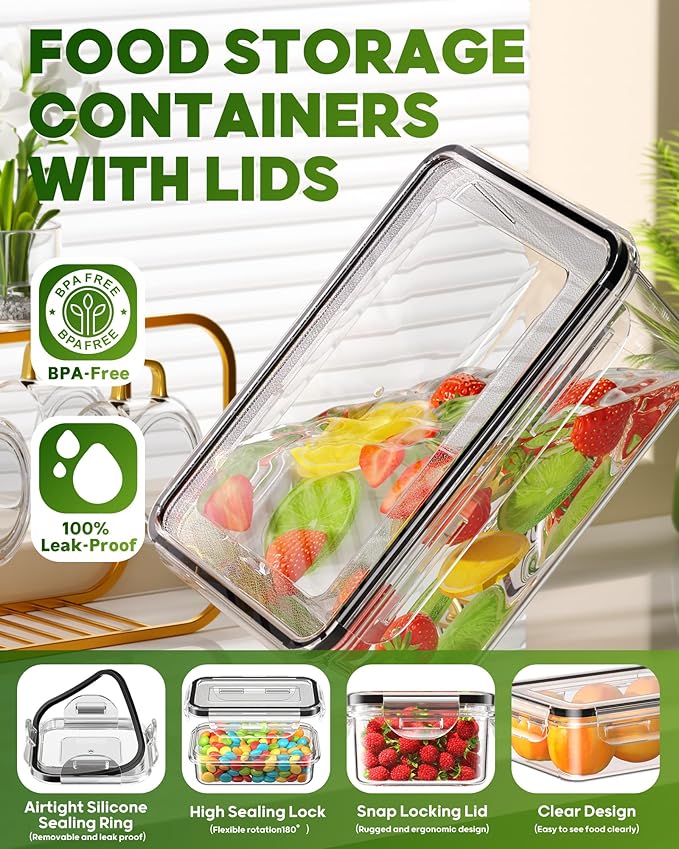 KEMETHY 70 PCS Food Storage Containers with Lids(35 Containers & 35 Lids), BPA-Free Plastic Food Containers for Kitchen Storage, Leak Proof, Reusable Meal Prep Containers with Labels & Pen - Image 3