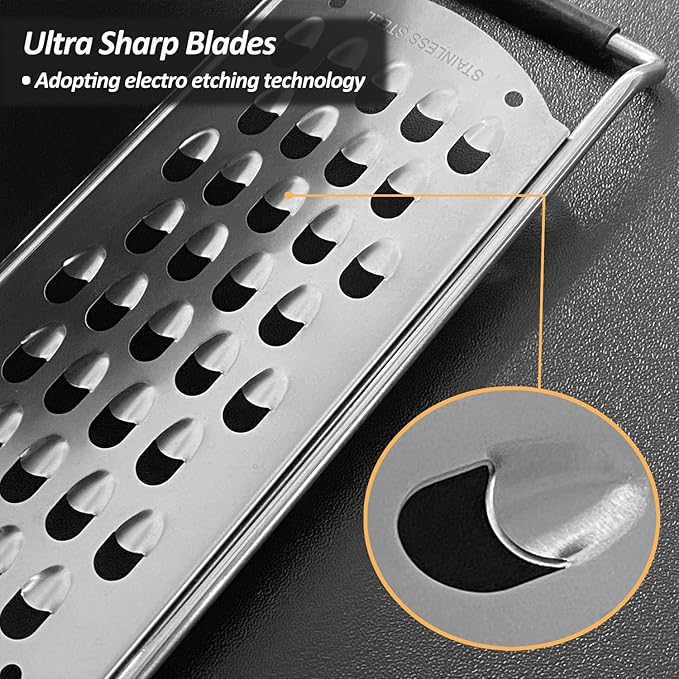 Professional Zester Grater Extra Coarse for Potato, Zucchini, Carrot, Apple, Cabbage and Cheese, Kitchen Grater with Razor-Sharp Stainless Steel Blade (Extra Coarse) - Image 4