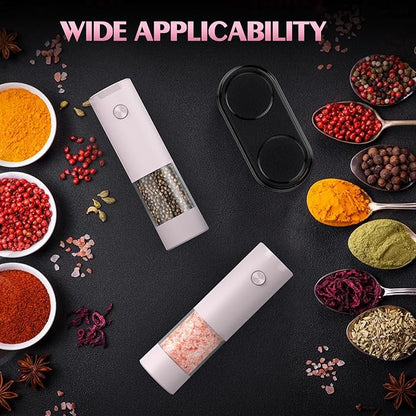 Salt and Pepper Grinder Set Birthday Gifts for Mom Automatic Battery Upgraded Larger Capacity Pink Salt Pepper Set New Apartment Gifts for Housewarming Cooking Gift - Image 5